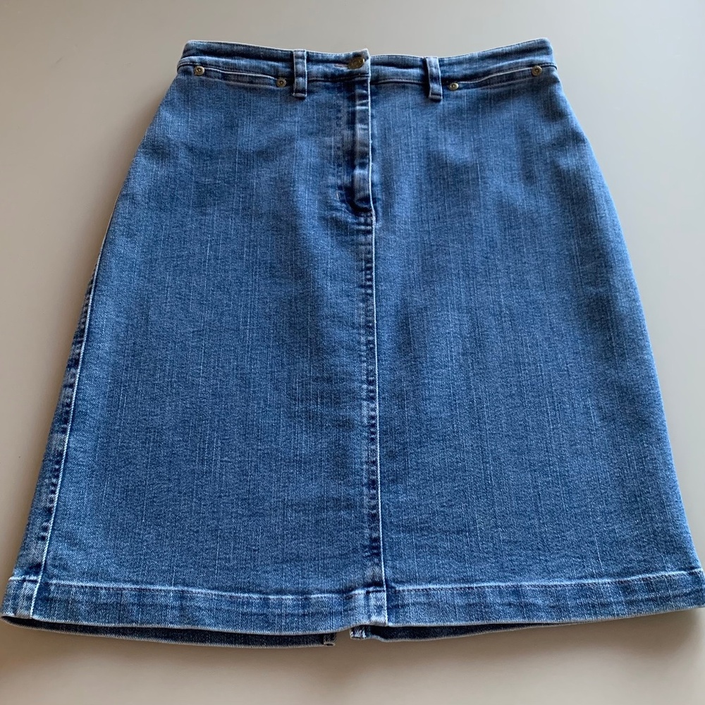 Jones NY Stretch Denim Back Slit Skirt Size 6
